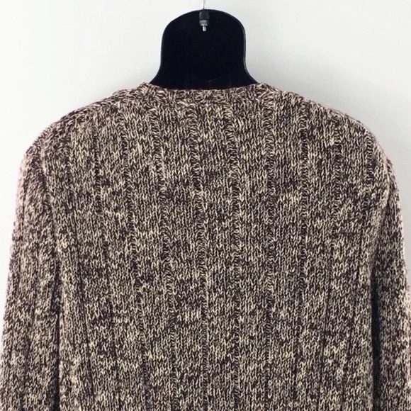 Polo Ralph Lauren Mens Rib Knit Sweater Brown Heather Crewneck Fisherman Sz L - Picture 5 of 10